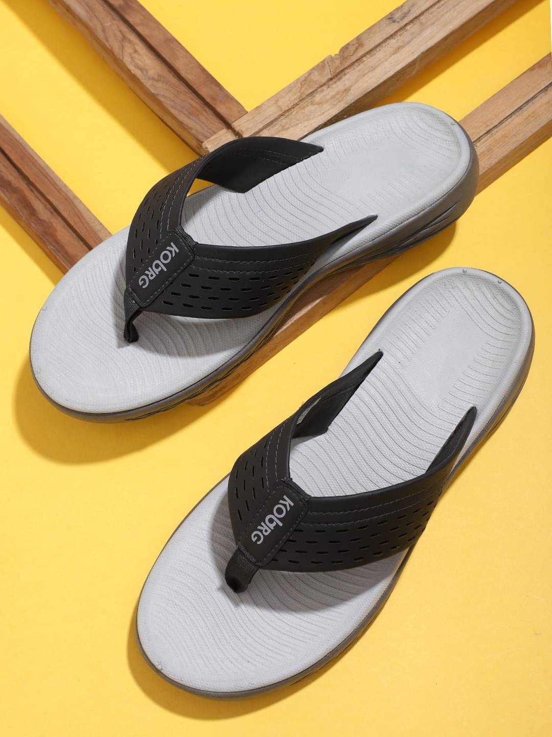     			koburg Grey Men's Slide Flip Flop