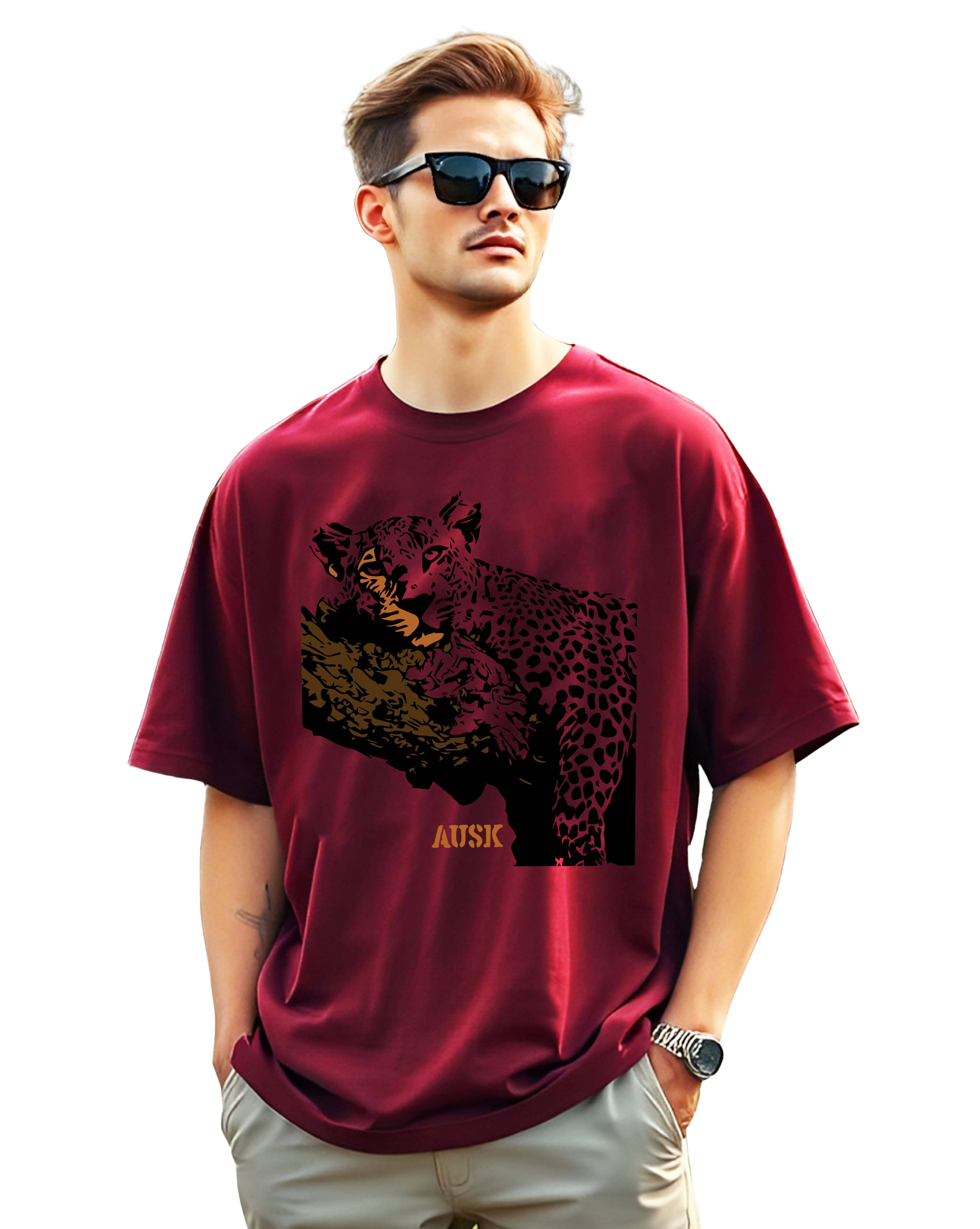 AOOSH Cotton Oversized Fit Printed Half Sleeves Men's Round T-Shirt - Maroon ( Pack of 1 ) AOOSH Cotton Oversized Fit Printed Half Sleeves Men's Round T-Shirt - Maroon ( Pack of 1 )