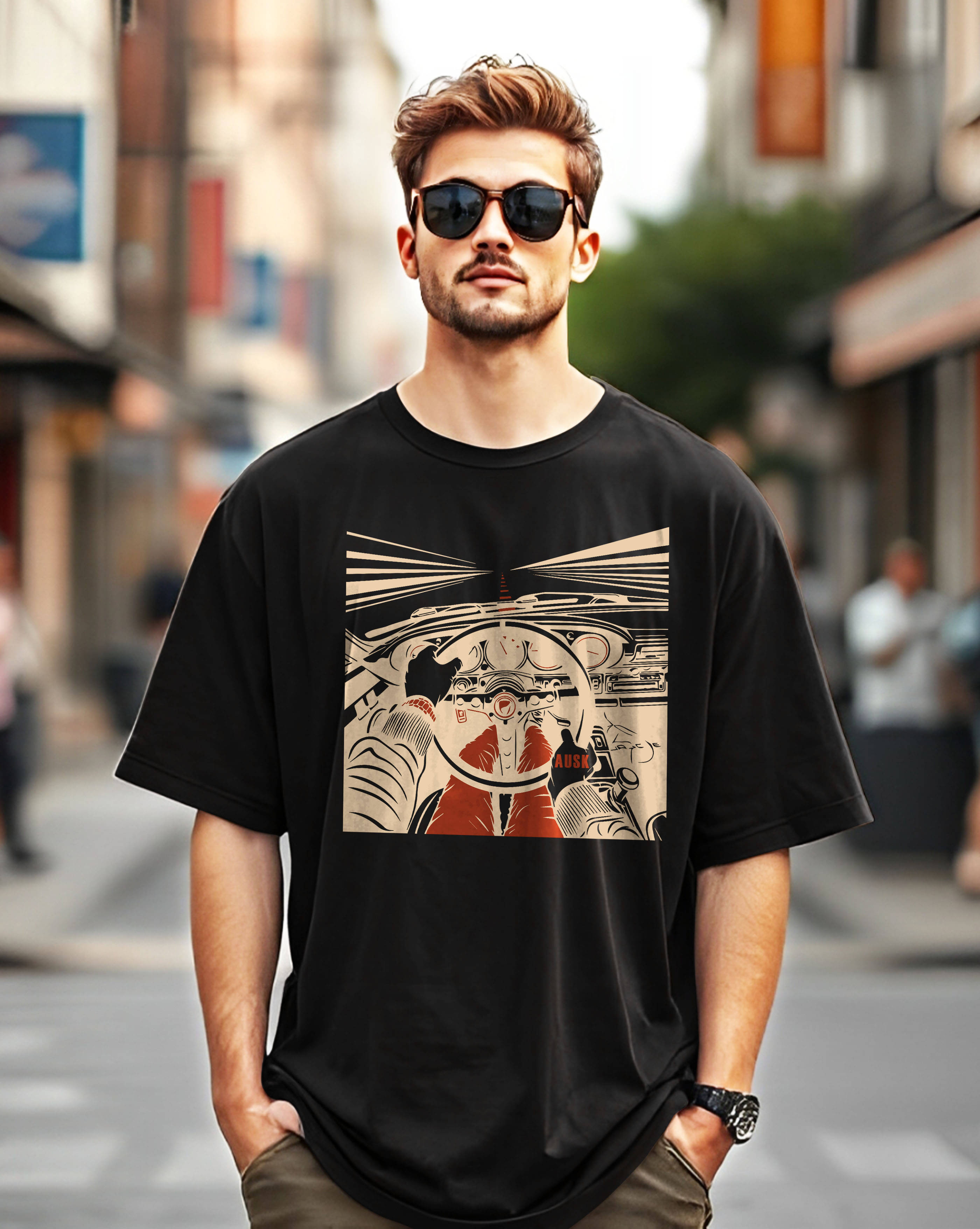 AUSK Cotton Oversized Fit Printed Half Sleeves Men's Round T-Shirt - Black ( Pack of 1 ) AUSK Cotton Oversized Fit Printed Half Sleeves Men's Round T-Shirt - Black ( Pack of 1 )