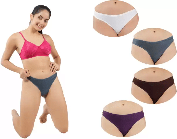 Bebron Pack of 4 Cotton Lycra Thongs For Women ( Multicolor8 ) Bebron Pack of 4 Cotton Lycra Thongs For Women ( Multicolor8 )