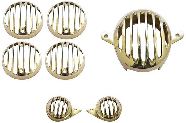     			Golden Fox BACKLIGHT INDICATOR PARKING GRILL BRASS Bike Headlight Grill (Gold)