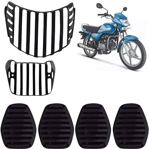     			Golden Fox Complete Plastic Grill Set of Headlight, Indicator and Taillight for HF Deluxe Bike Headlight Grill (Black)