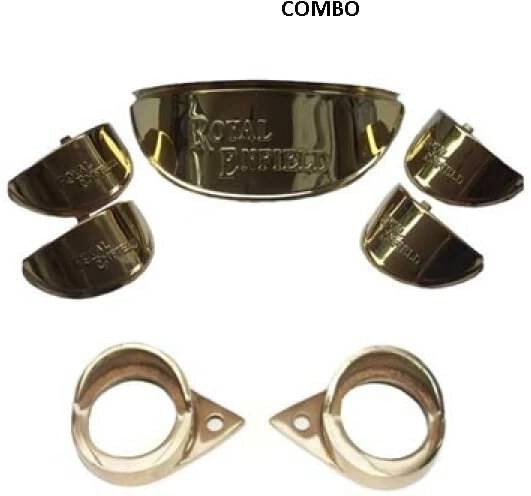     			Golden Fox Head Light Indicator Shade Set With Pilot Lamp For RE Motorcycle Bike Headlight Grill (Gold)