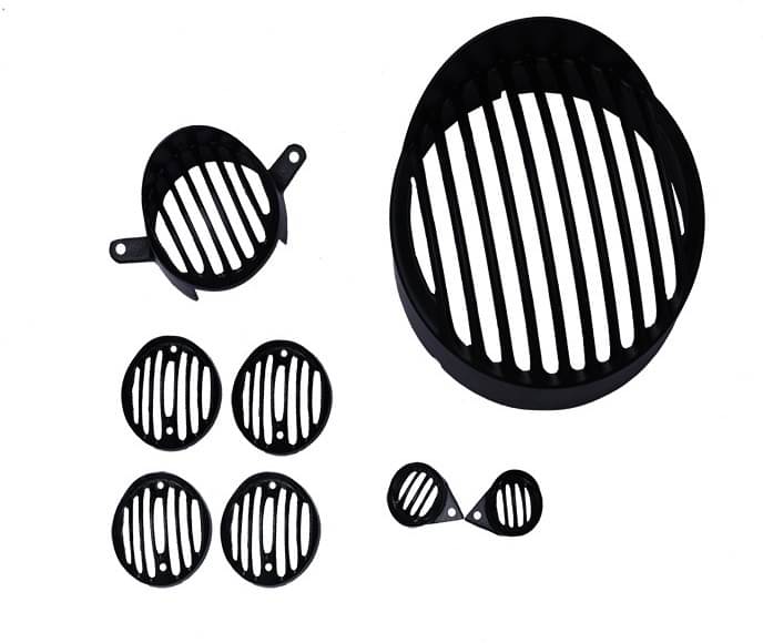     			Golden Fox Head Light+Tail light+Indicator Set Cover+ Parking Set Bike Headlight Grill (Black)