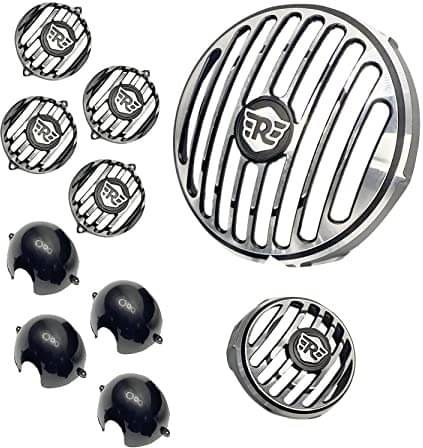     			Golden Fox HeadLight Grill+Indicator Cap,Headlight Indicator Grill Metal for hunter 350 Bike Headlight Grill (Silver, Black)