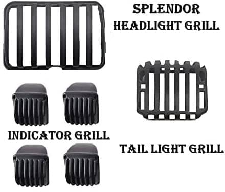     			Golden Fox Headlight, Indicator Taillight for Hero Splendor Plus BS3 to BS6 All Model BIKE Bike Headlight Grill (Black)