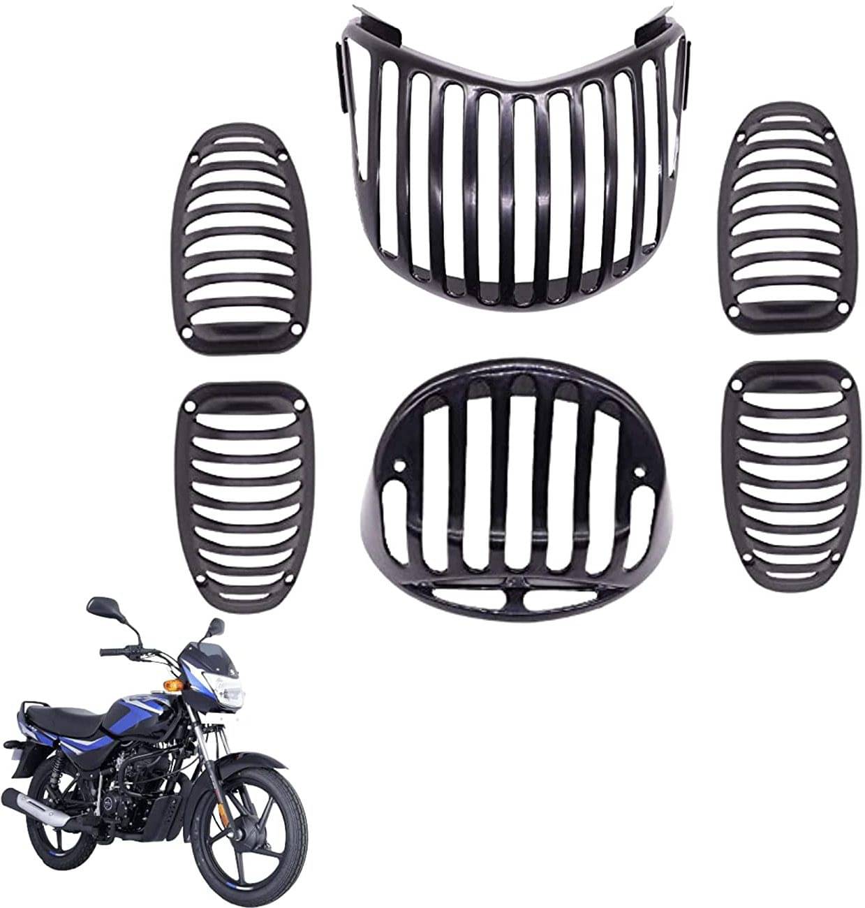     			Golden Fox High quality Platina Headlight Tail Light Indicator Grill Cover Guard Protector Bike Headlight Grill (Black)