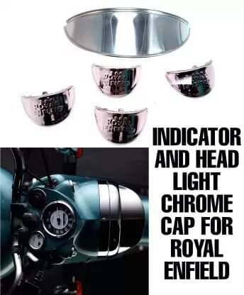     			Golden Fox INDICATOR AND HEAD LIGHT CHROME CAP FOR RE Bike Headlight Grill (Silver)