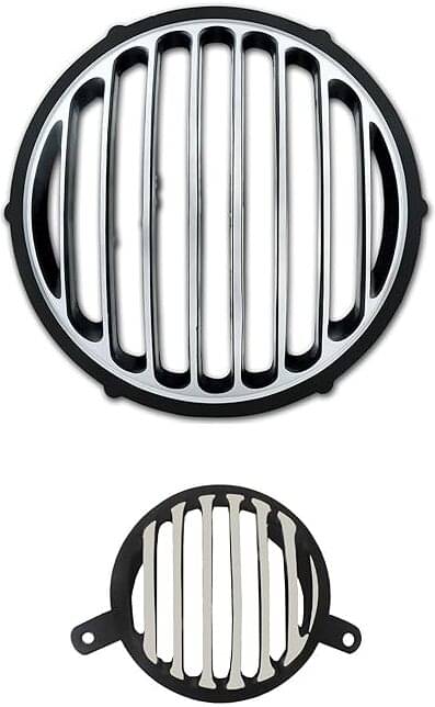     			Golden Fox Metal Headlight backLight Grill For Royal Enfield Bullet Classic 350 & 500 Bike Headlight Grill (Black, Silver)