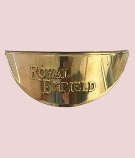     			Golden Fox RE-06 Brass Headlamp Shade with RE Logo for Motorcycles Bike Headlight Grill Bike Headlight Grill (Gold)