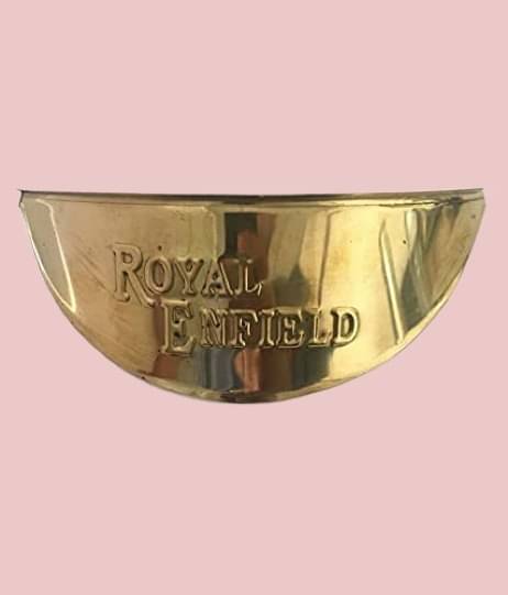     			Golden Fox RE-07 Brass Headlamp Shade with RE Logo for Motorcycles Bike Headlight Grill Bike Headlight Grill (Gold)