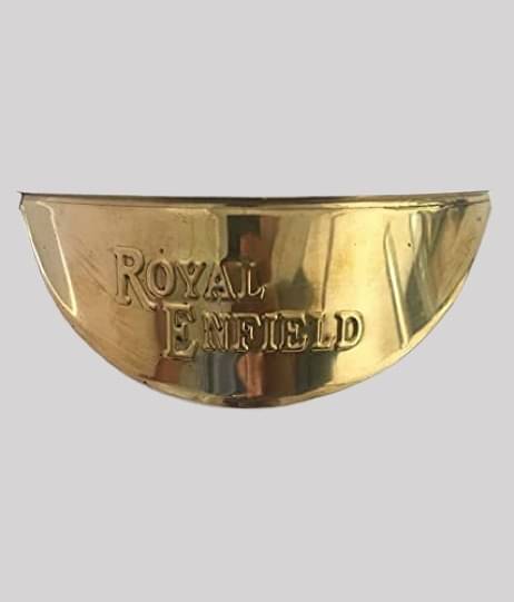     			Golden Fox RE-10 Brass Headlamp Shade with RE Logo for Motorcycles Bike Headlight Grill Bike Headlight Grill (Gold)