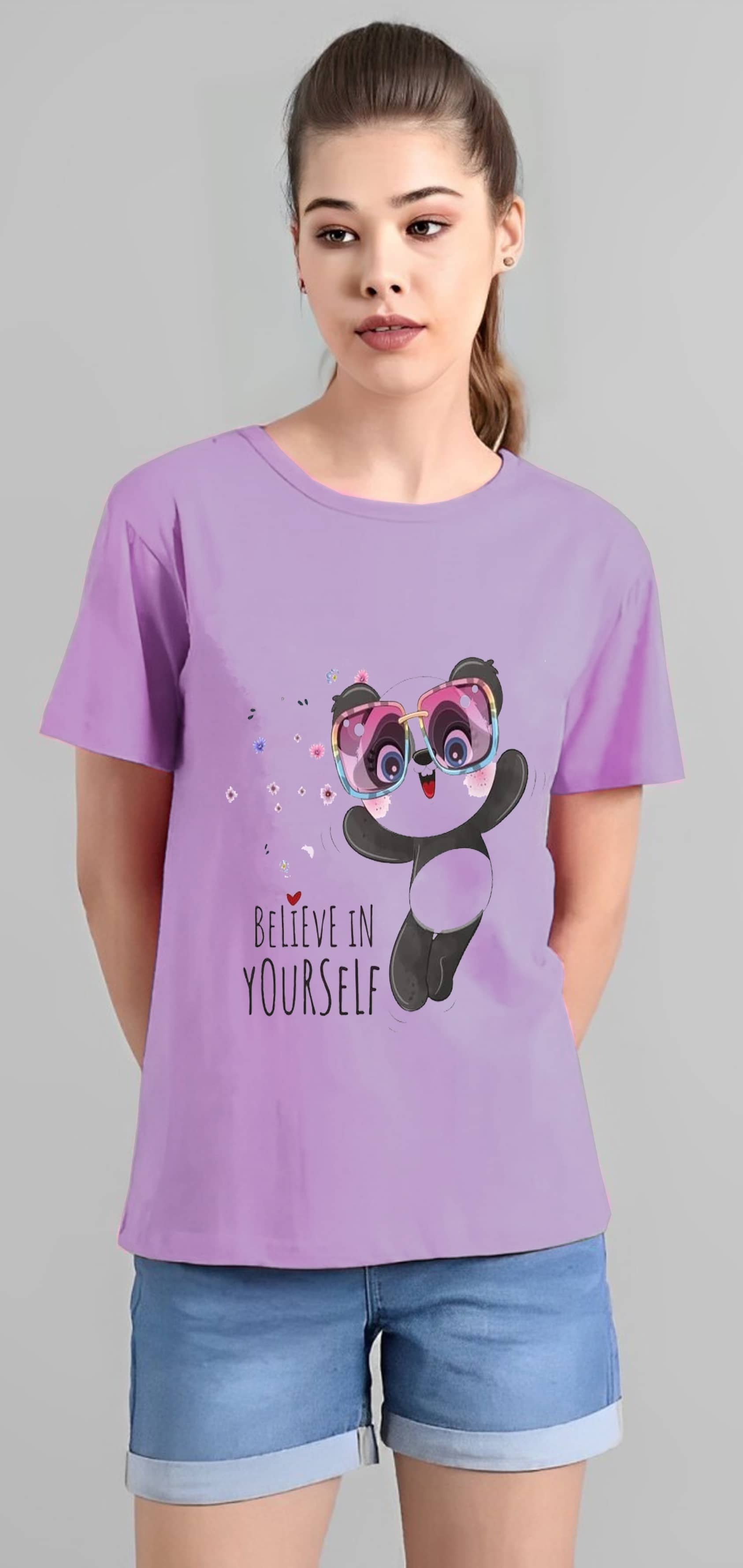 Kushi flyer Women Polyester Printed Regular Fit Round Neck T-Shirt ( Multicolor 3 )