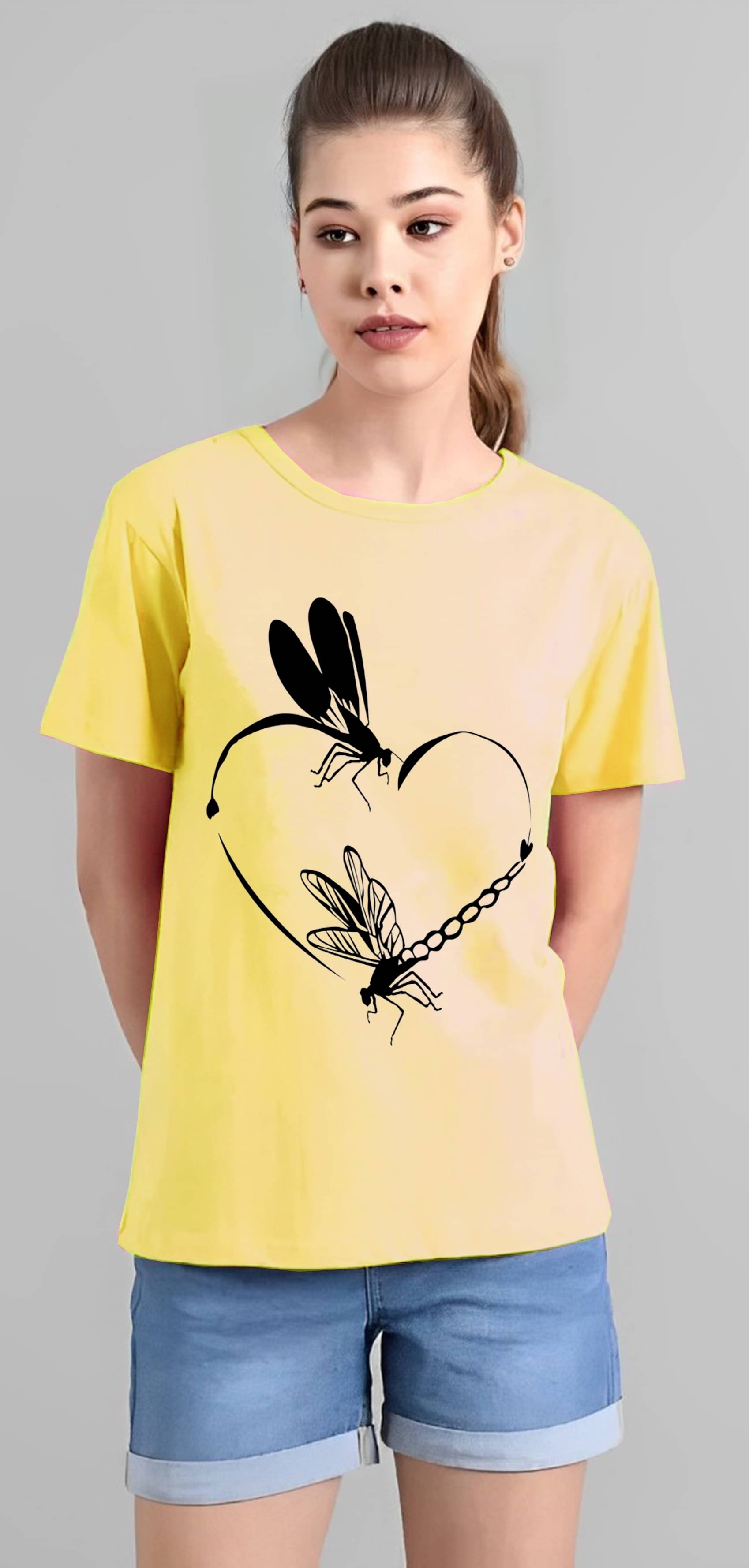     			Kushi flyer Women Polyester Printed Regular Fit Round Neck T-Shirt ( Multicolor 12 )