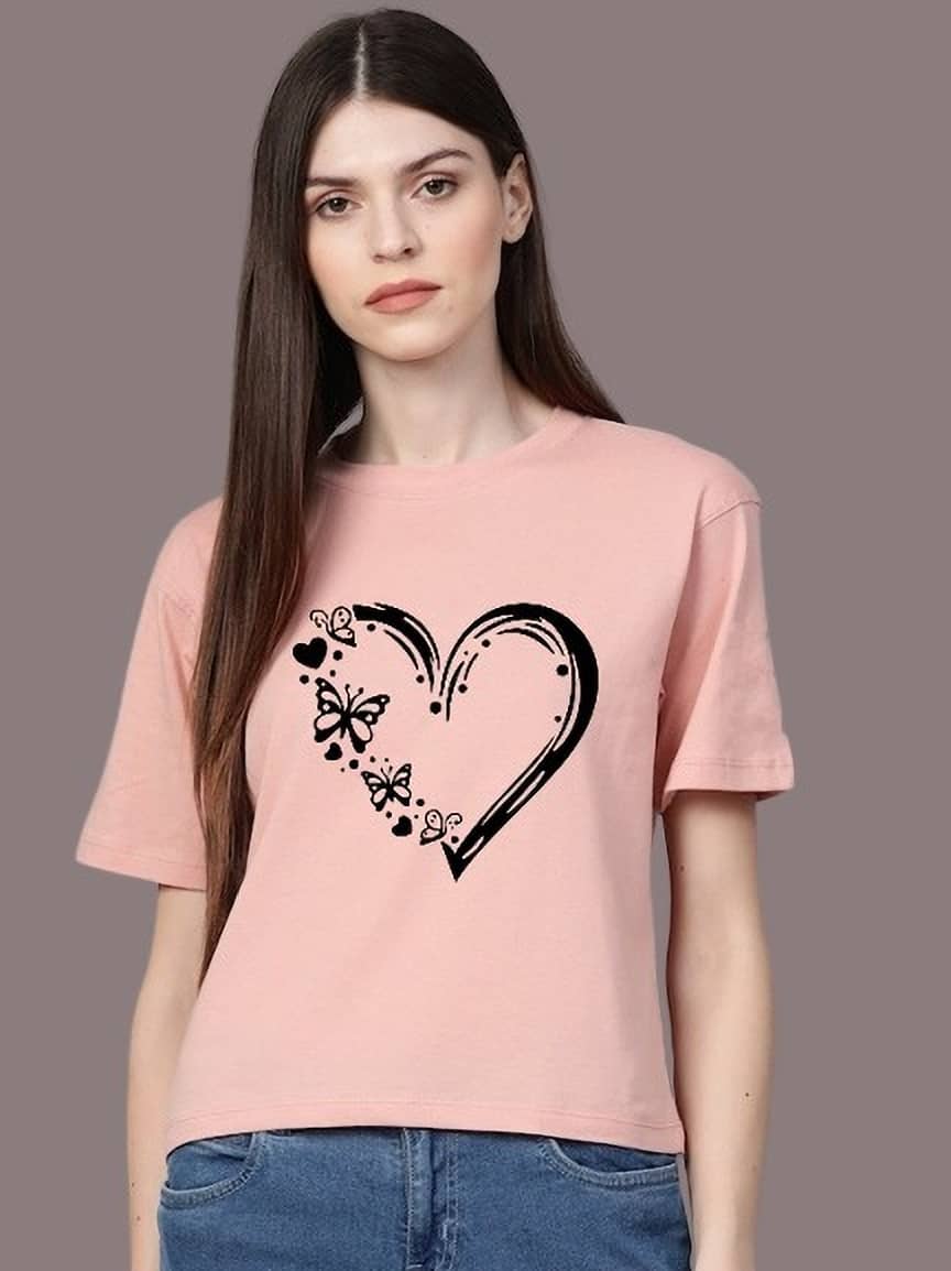 Kushi flyer Women Polyester Printed Regular Fit Round Neck T-Shirt ( Multicolor 4 )