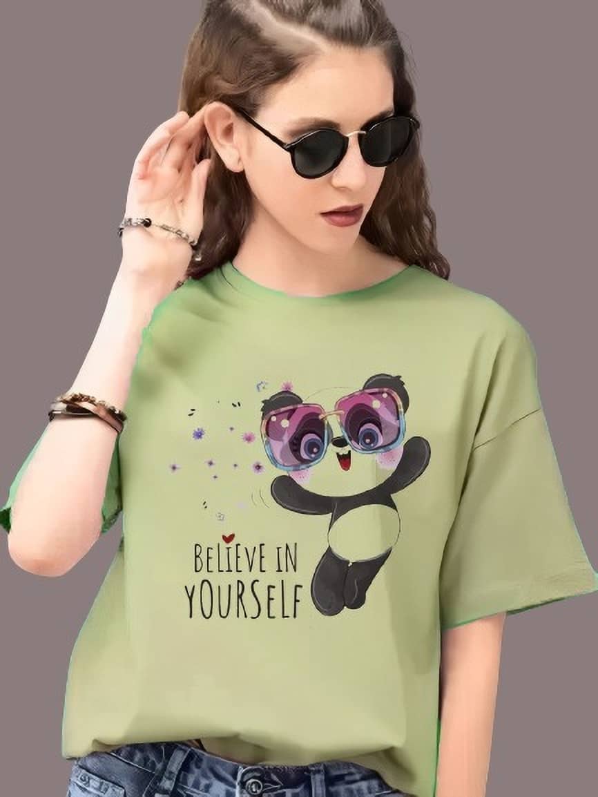 Kushi flyer Women Polyester Printed Regular Fit Round Neck T-Shirt ( Multicolor 1 )