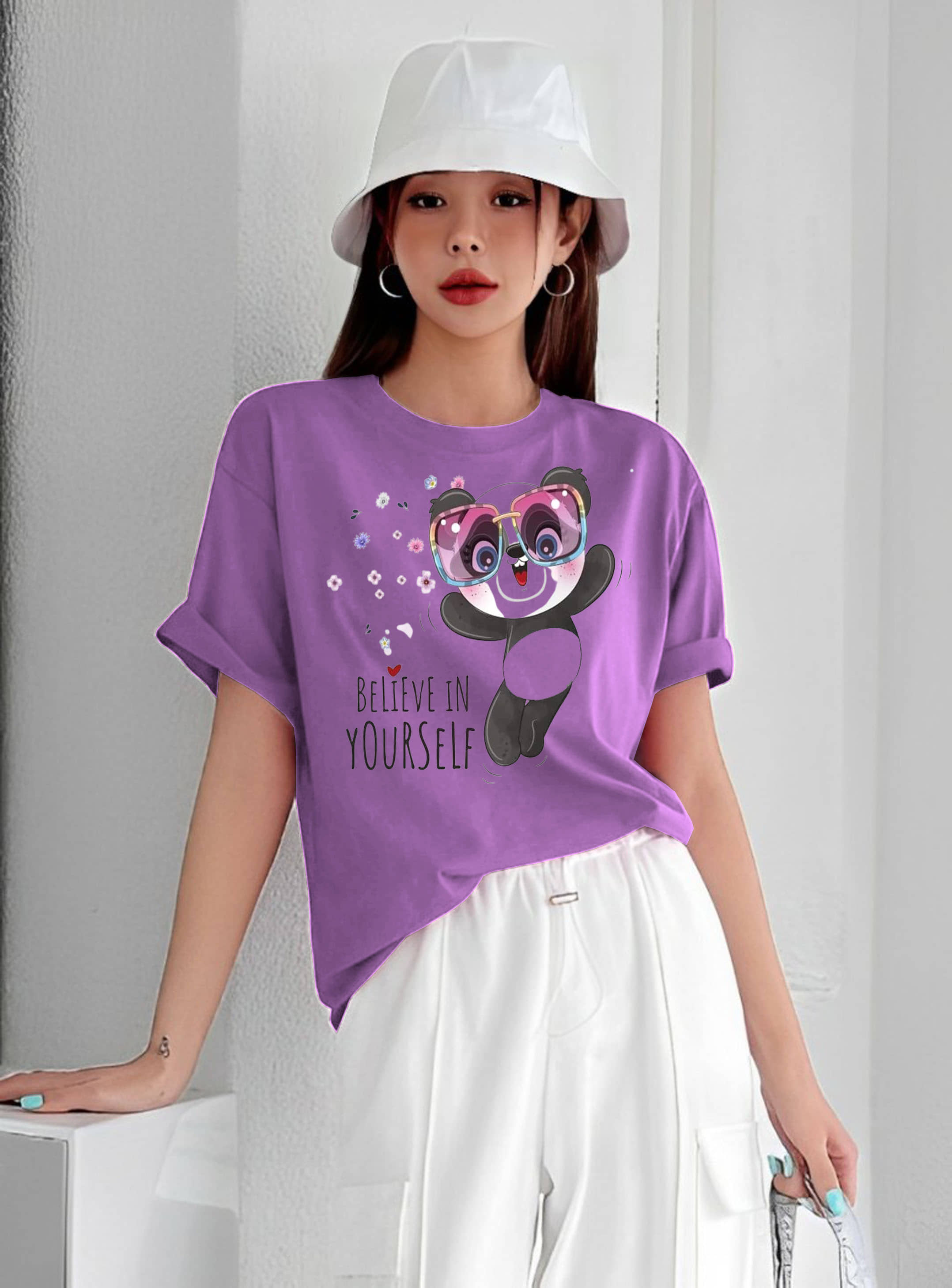 Kushi flyer Women Polyester Printed Regular Fit Round Neck T-Shirt ( Multicolor 1 )