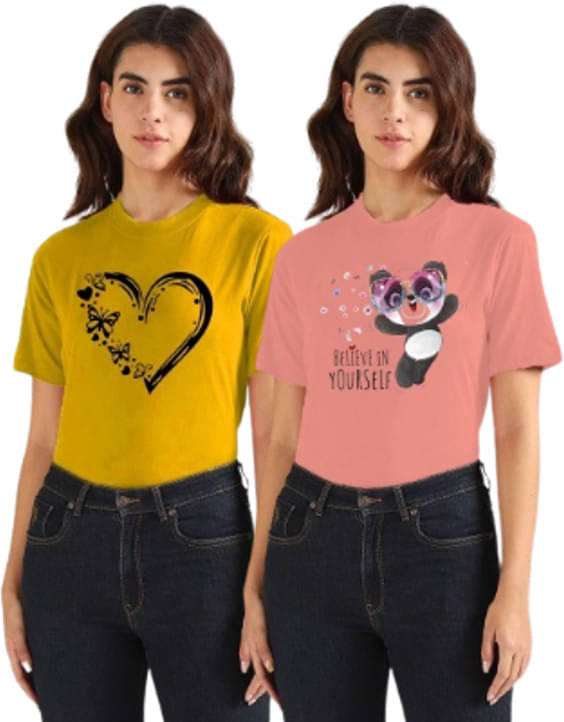     			Kushi flyer Women Polyester Printed Regular Fit Round Neck T-Shirt ( Multicolor 10 )