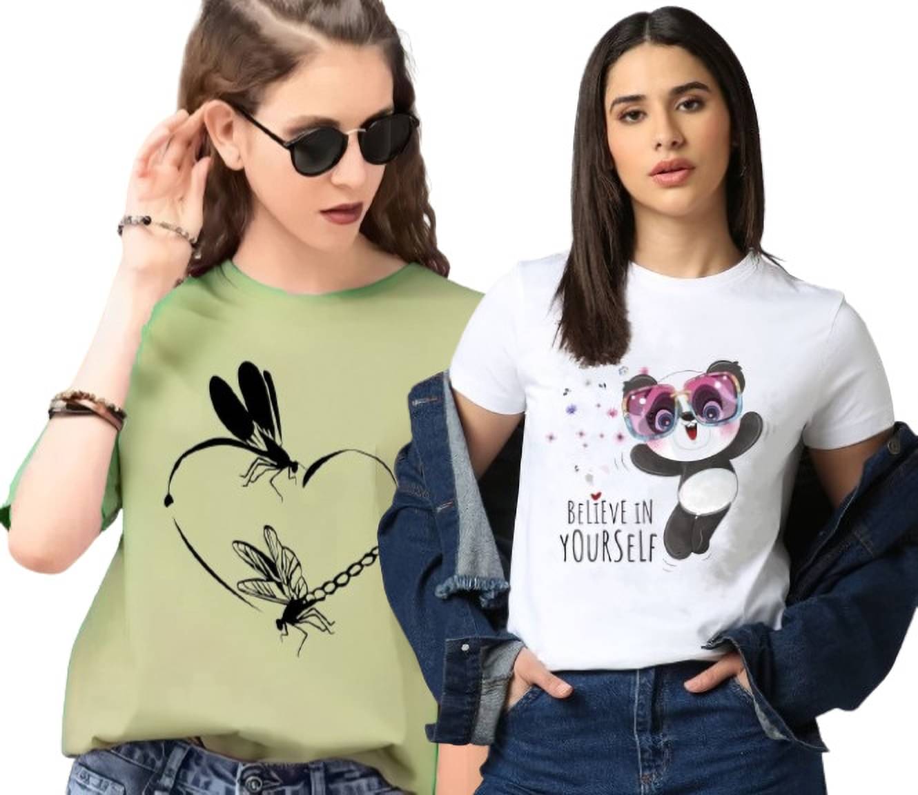     			Kushi flyer Women Polyester Printed Regular Fit Round Neck T-Shirt ( Multicolor 15 )