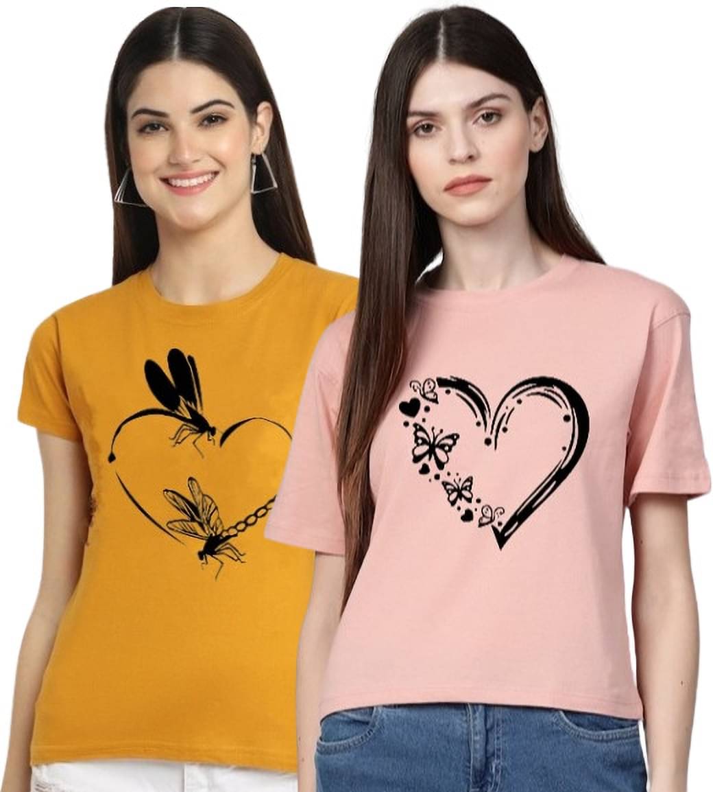     			Kushi flyer Women Polyester Printed Regular Fit Round Neck T-Shirt ( Multicolor 2 )