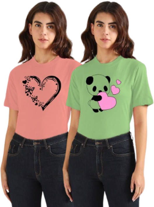     			Kushi flyer Women Polyester Printed Regular Fit Round Neck T-Shirt ( Multicolor 5 )