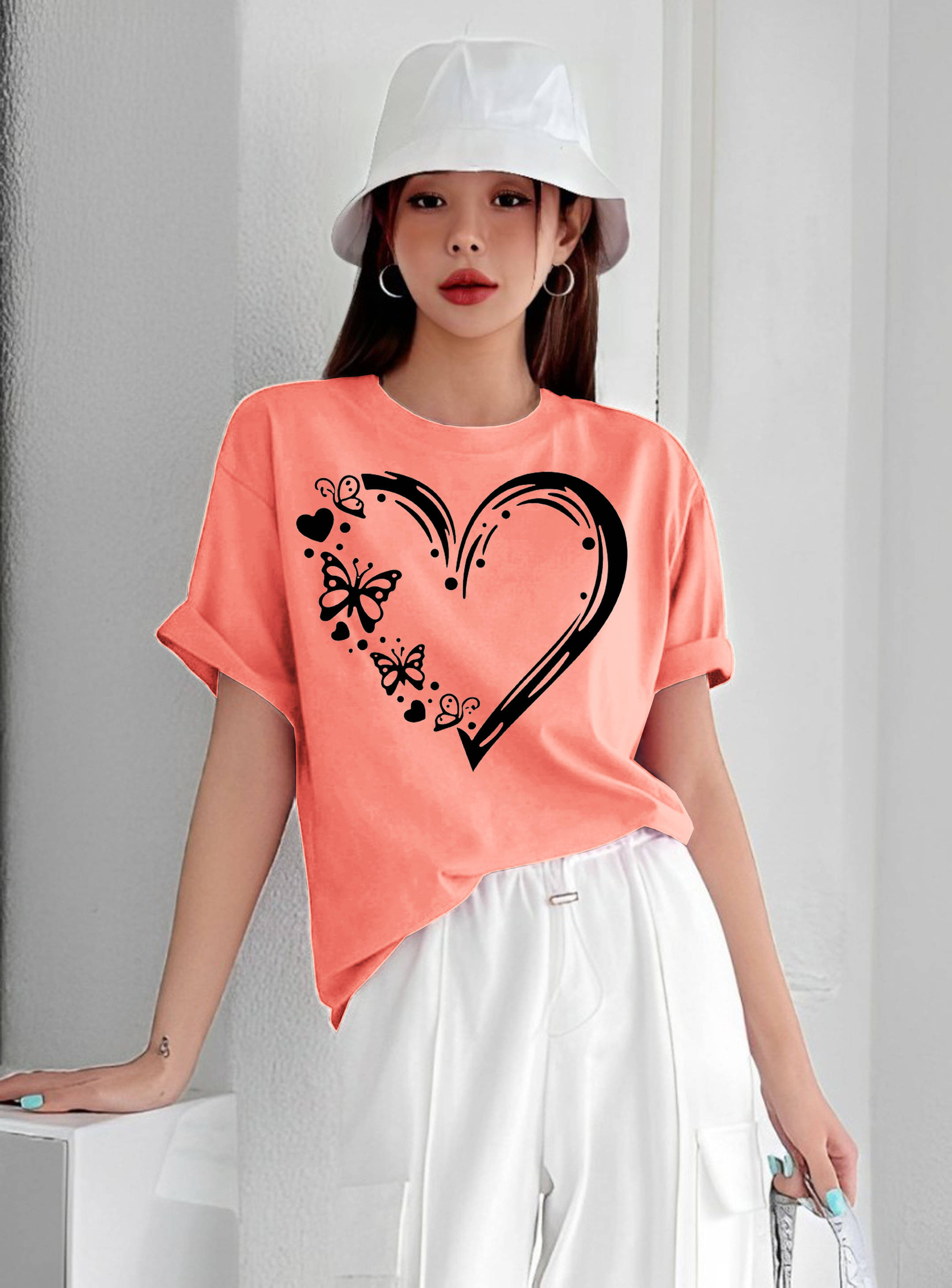 Lecowar Women Polyester Printed Regular Fit Round Neck T-Shirt ( Multicolor 18 ) Lecowar Women Polyester Printed Regular Fit Round Neck T-Shirt ( Multicolor 18 )