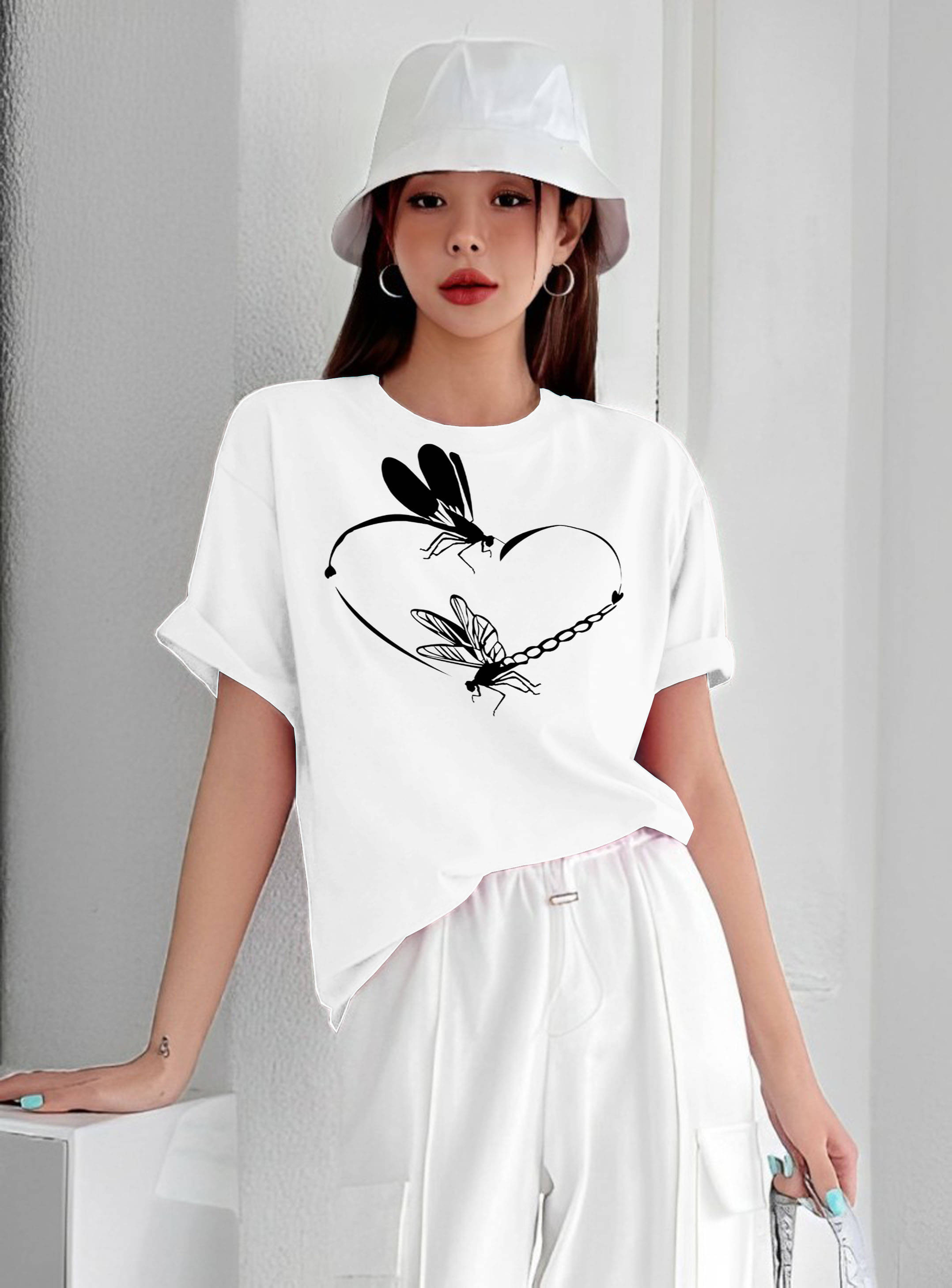     			Lecowar Women Polyester Printed Regular Fit Round Neck T-Shirt ( Multicolor 8 )