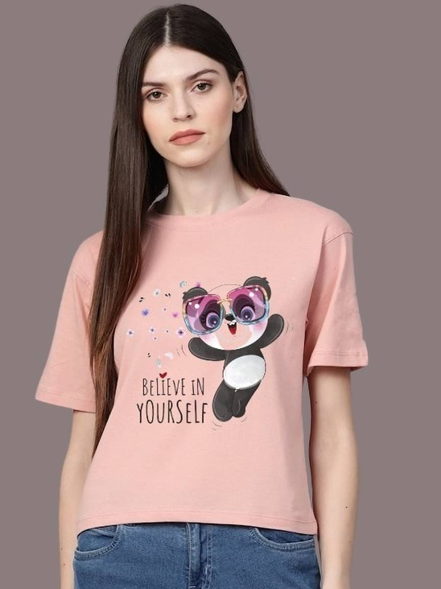     			Lecowar Women Polyester Printed Regular Fit Round Neck T-Shirt ( Multicolor 18 )