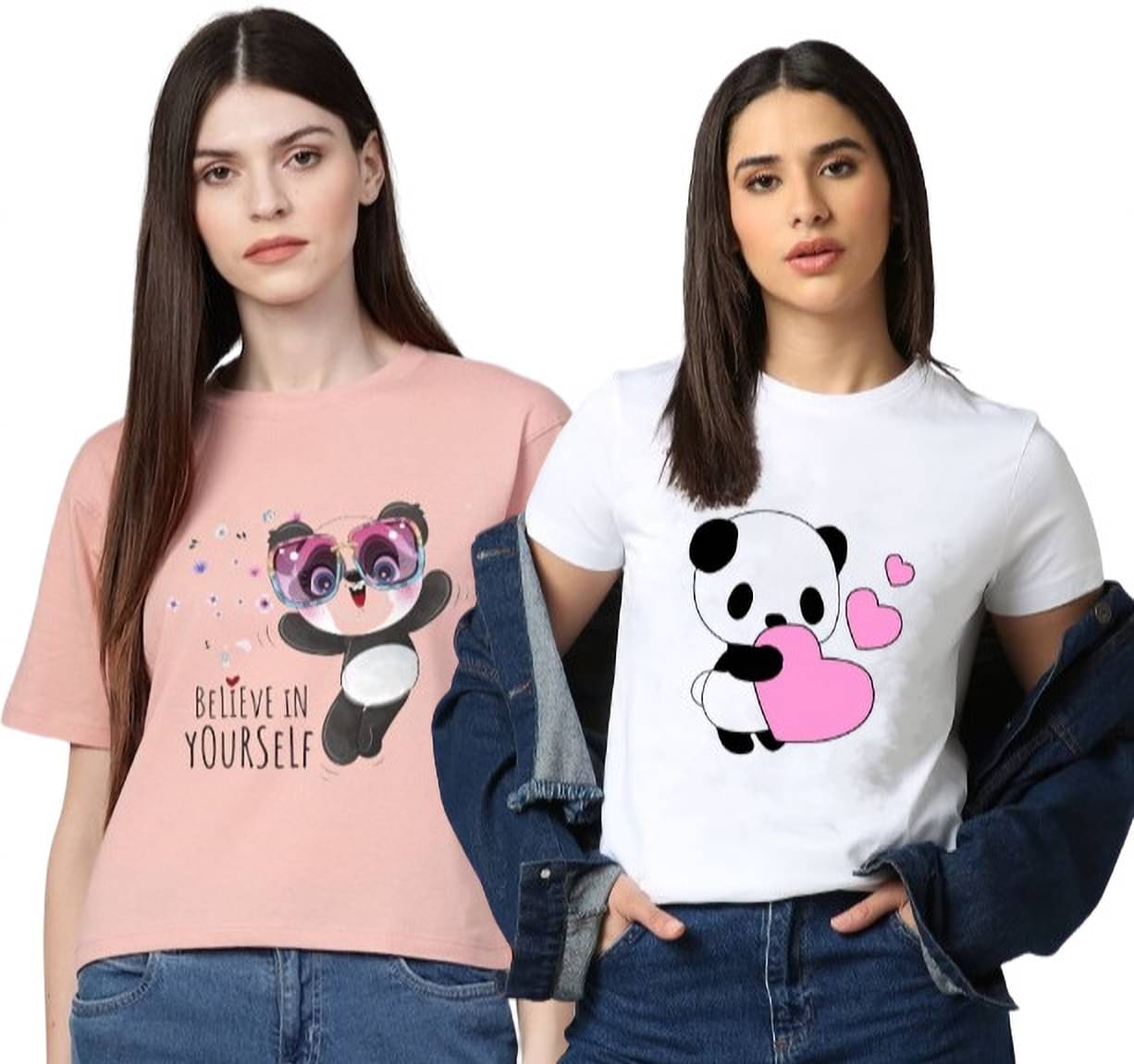     			Lecowar Women Polyester Printed Regular Fit Round Neck T-Shirt ( Multicolor 20 )