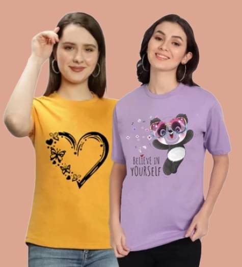     			Lecowar Women Polyester Printed Regular Fit Round Neck T-Shirt ( Multicolor 1 )