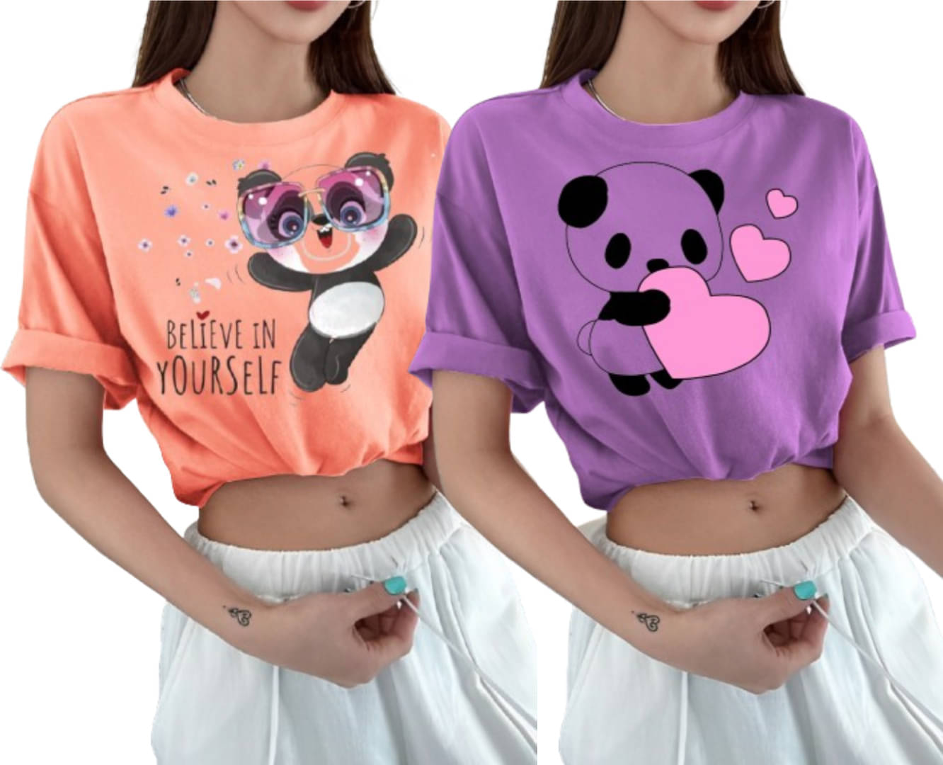     			Lecowar Women Polyester Printed Regular Fit Round Neck T-Shirt ( Multicolor 2 )