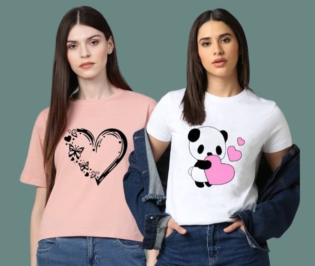 Lecowar Women Polyester Printed Regular Fit Round Neck T-Shirt ( Multicolor 3 )     			Lecowar Women Polyester Printed Regular Fit Round Neck T-Shirt ( Multicolor 3 )