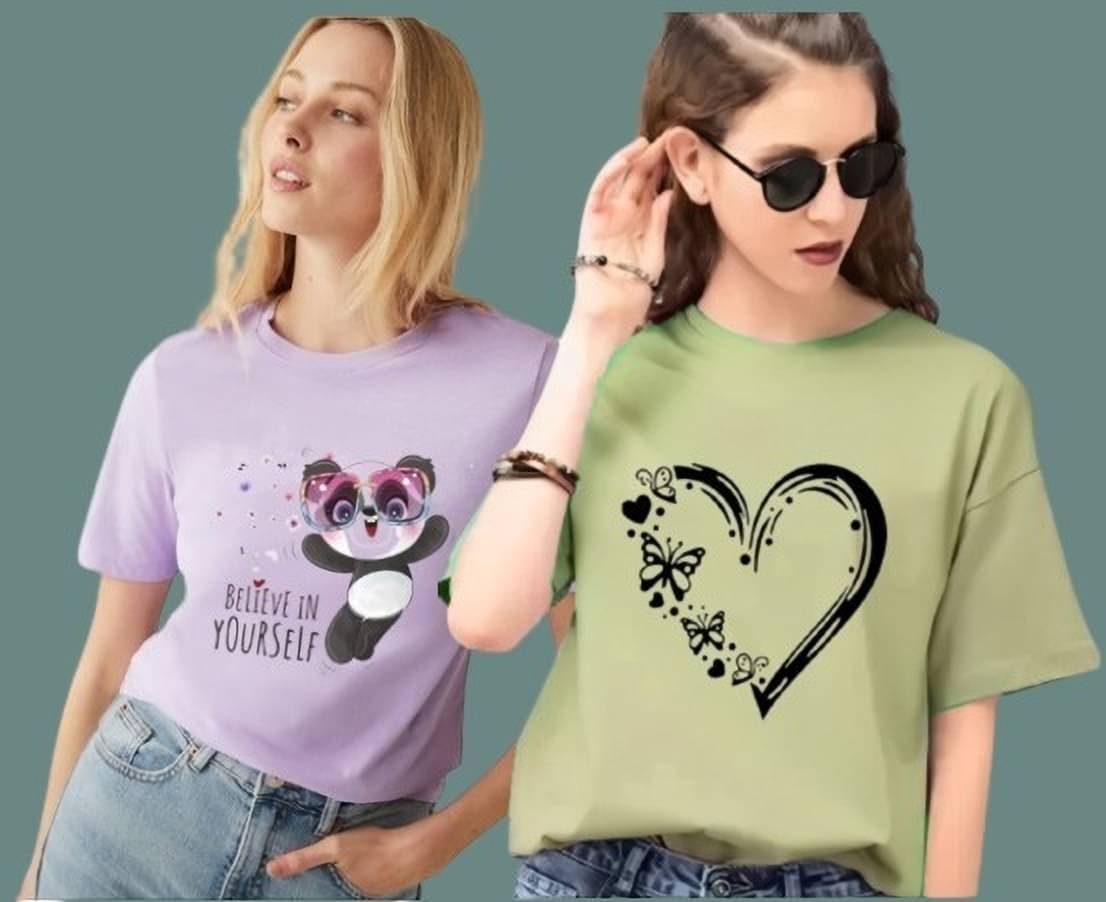     			Lecowar Women Polyester Printed Regular Fit Round Neck T-Shirt ( Multicolor 10 )