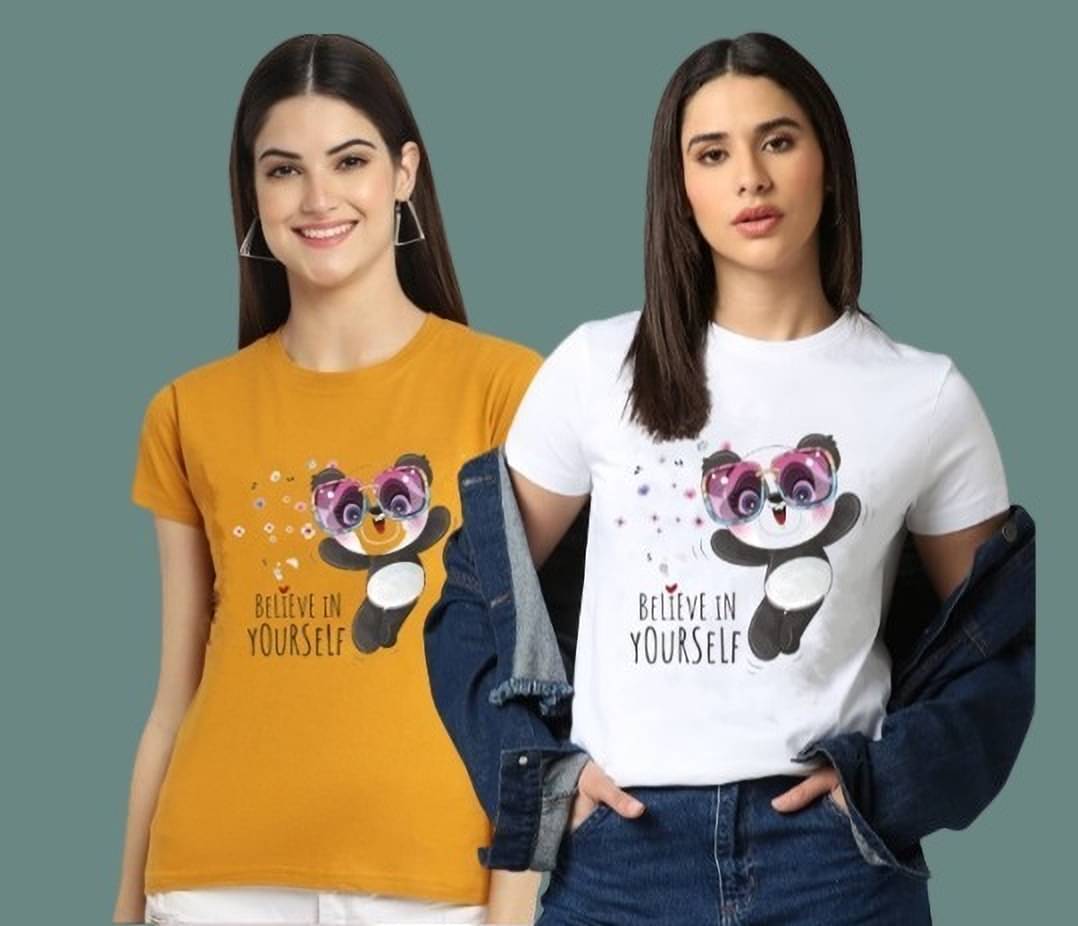     			Lecowar Women Polyester Printed Regular Fit Round Neck T-Shirt ( Multicolor 15 )