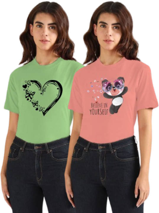 Lecowar Women Polyester Printed Regular Fit Round Neck T-Shirt ( Multicolor 13 ) Lecowar Women Polyester Printed Regular Fit Round Neck T-Shirt ( Multicolor 13 )
