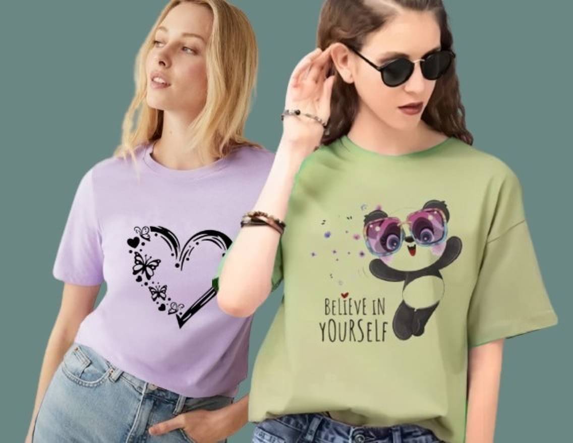     			Lecowar Women Polyester Printed Regular Fit Round Neck T-Shirt ( Multicolor 9 )