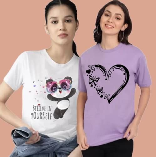     			Lecowar Women Polyester Printed Regular Fit Round Neck T-Shirt ( Multicolor 20 )