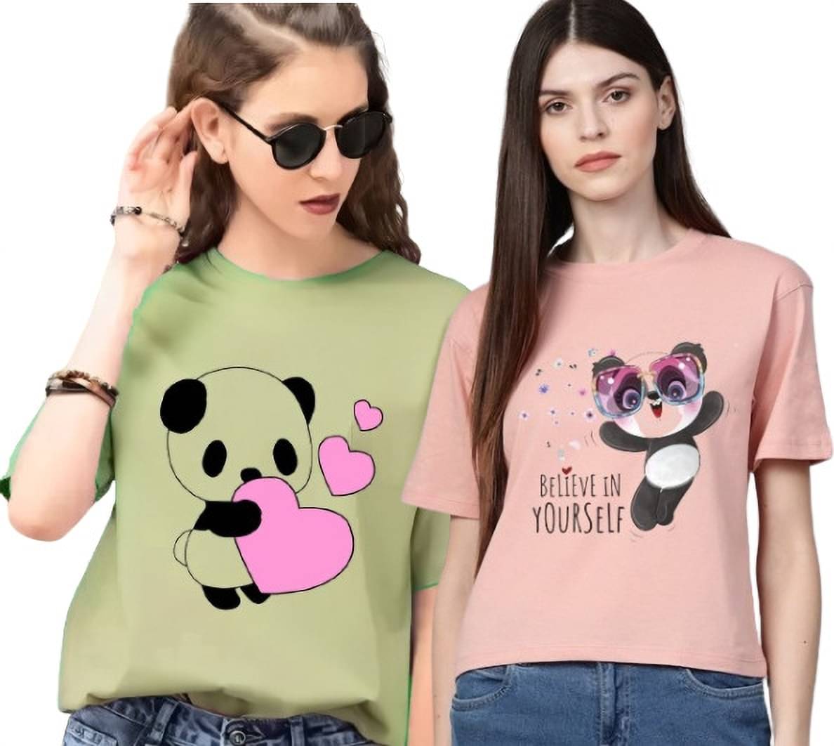 Lecowar Women Polyester Printed Regular Fit Round Neck T-Shirt ( Multicolor 7 )     			Lecowar Women Polyester Printed Regular Fit Round Neck T-Shirt ( Multicolor 7 )