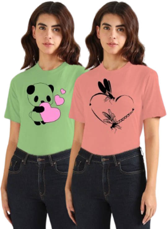 Lecowar Women Polyester Printed Regular Fit Round Neck T-Shirt ( Multicolor 3 ) Lecowar Women Polyester Printed Regular Fit Round Neck T-Shirt ( Multicolor 3 )