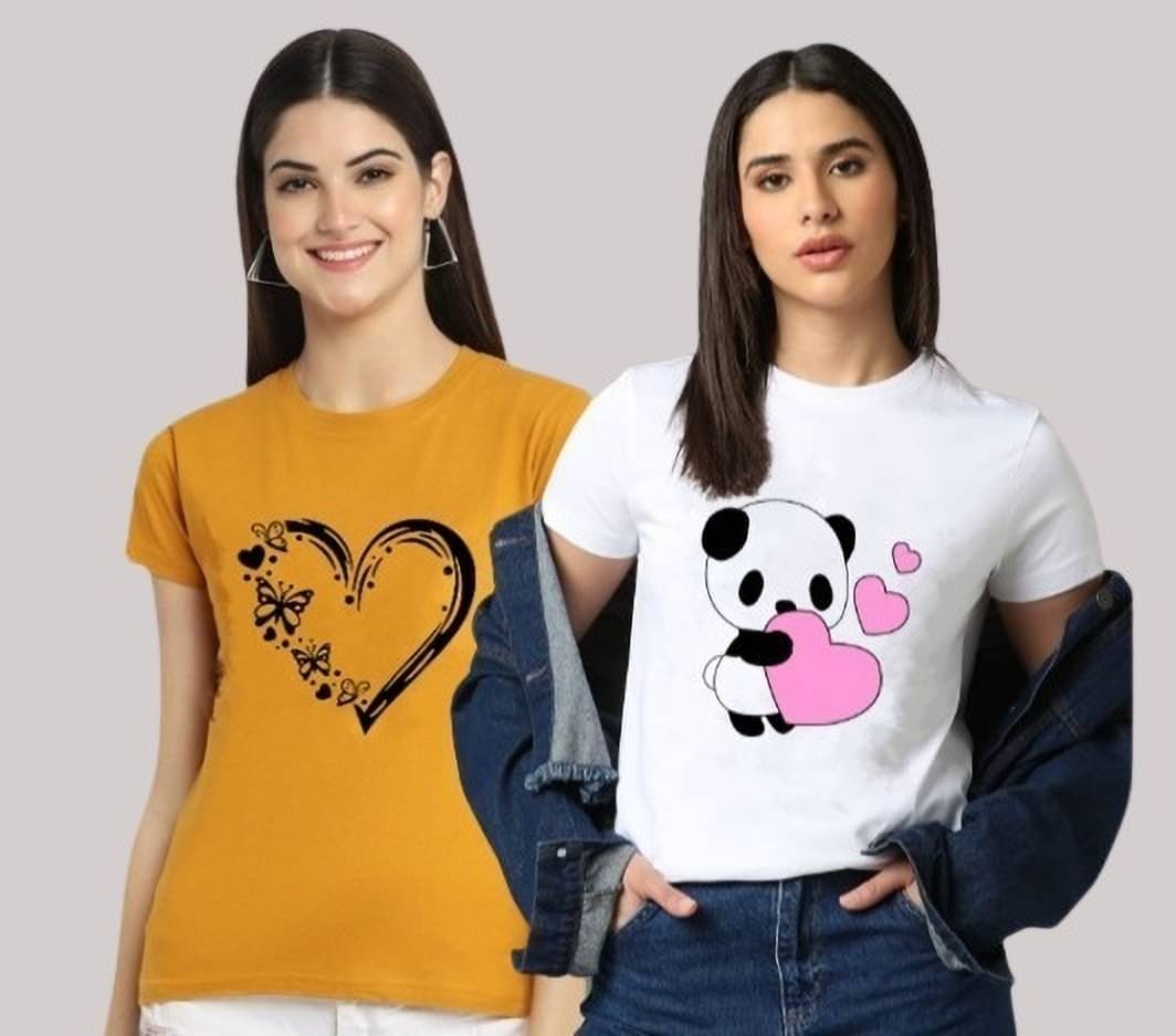     			Lecowar Women Polyester Printed Regular Fit Round Neck T-Shirt ( Multicolor 8 )