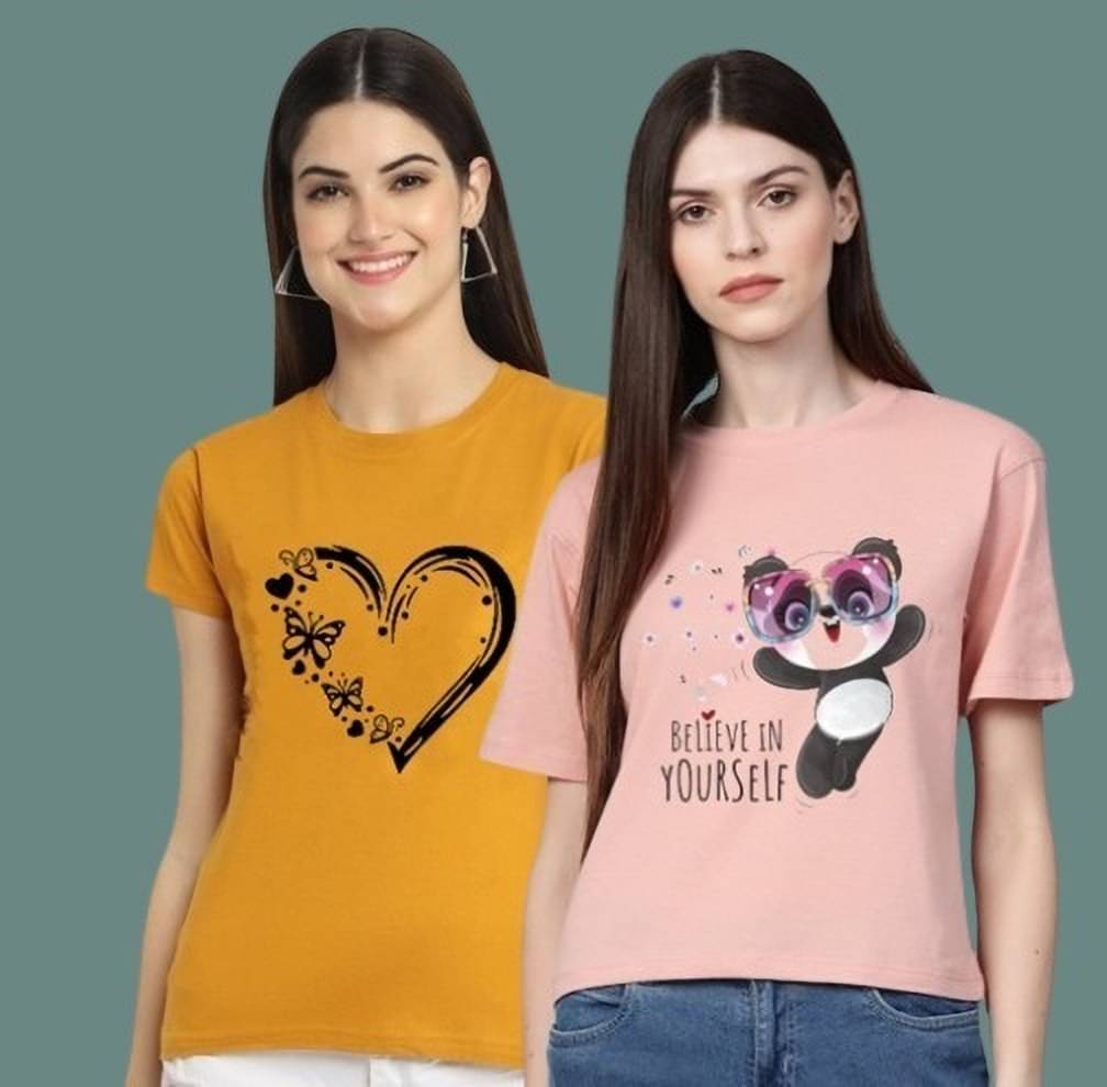 Lecowar Women Polyester Printed Regular Fit Round Neck T-Shirt ( Multicolor 13 )     			Lecowar Women Polyester Printed Regular Fit Round Neck T-Shirt ( Multicolor 13 )