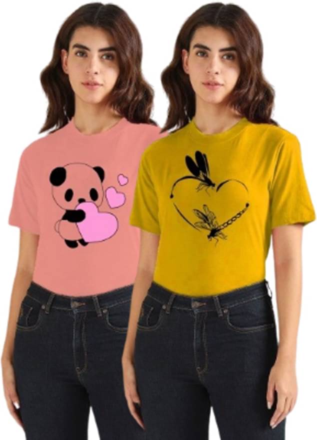 Lecowar Women Polyester Printed Regular Fit Round Neck T-Shirt ( Multicolor 19 ) Lecowar Women Polyester Printed Regular Fit Round Neck T-Shirt ( Multicolor 19 )