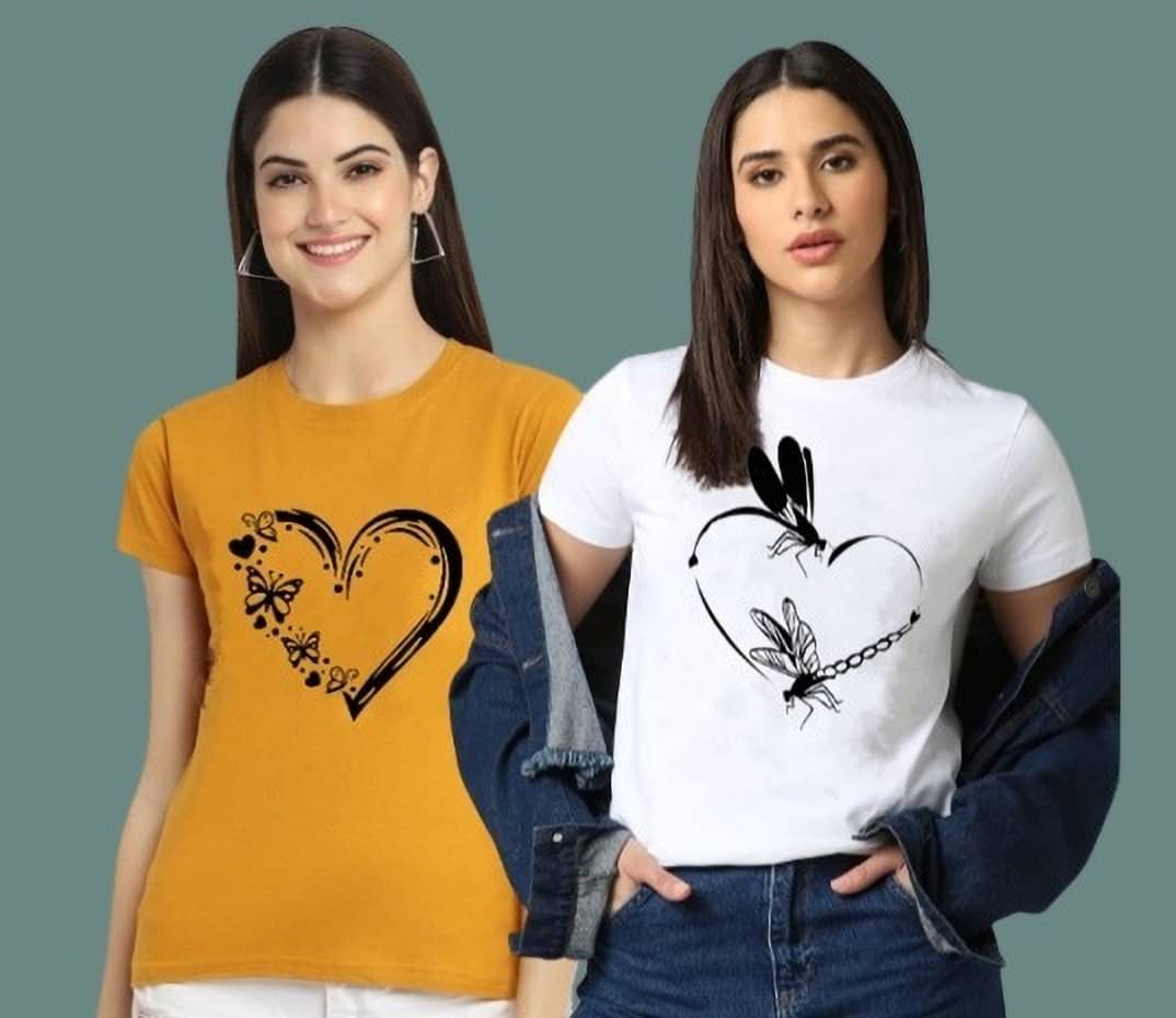     			Lecowar Women Polyester Printed Regular Fit Round Neck T-Shirt ( Multicolor 18 )