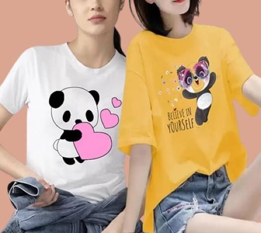     			Lecowar Women Polyester Printed Regular Fit Round Neck T-Shirt ( Multicolor 6 )