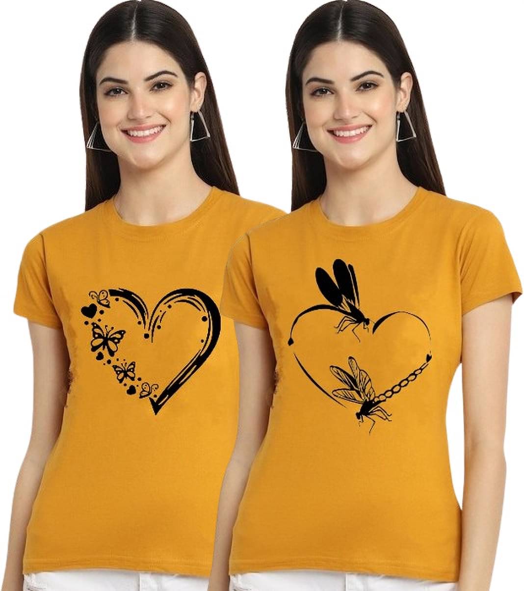     			Lecowar Women Polyester Printed Regular Fit Round Neck T-Shirt ( Multicolor 5 )