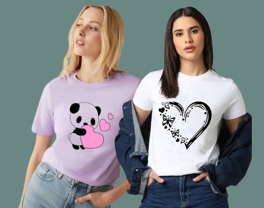     			Lecowar Women Polyester Printed Regular Fit Round Neck T-Shirt ( Multicolor 3 )