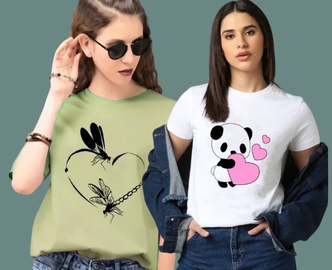     			Lecowar Women Polyester Printed Regular Fit Round Neck T-Shirt ( Multicolor 13 )