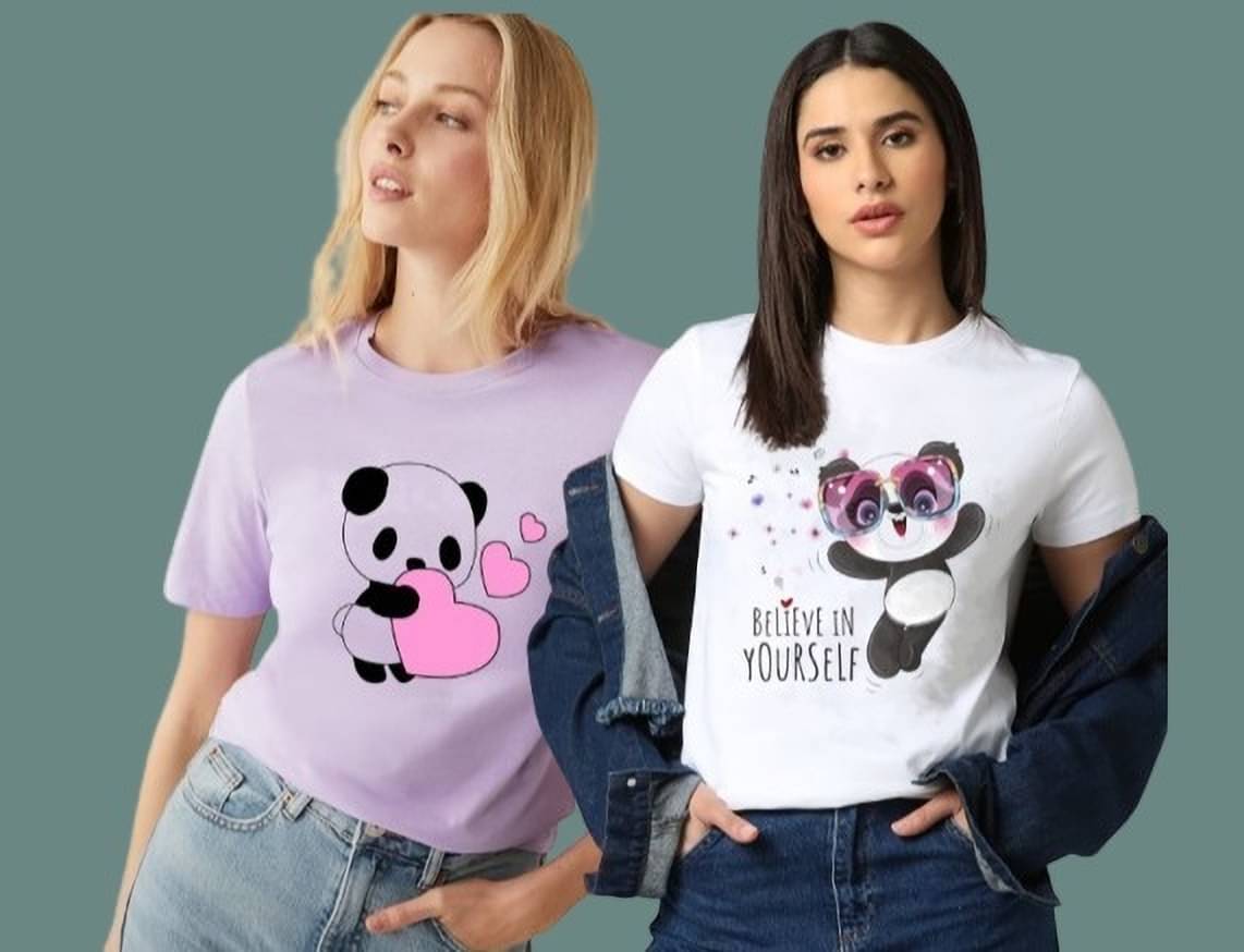 Lecowar Women Polyester Printed Regular Fit Round Neck T-Shirt ( Multicolor 4 ) Lecowar Women Polyester Printed Regular Fit Round Neck T-Shirt ( Multicolor 4 )