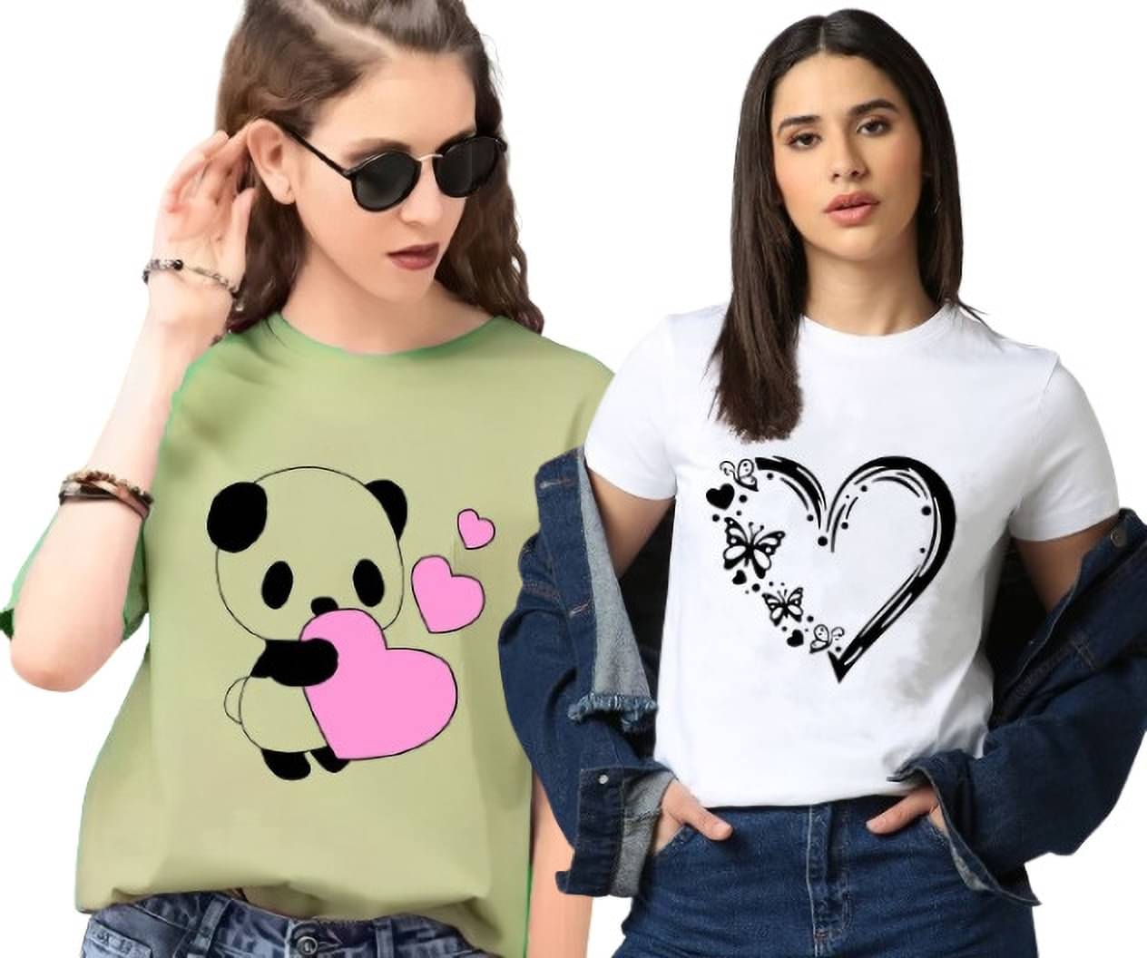 Lecowar Women Polyester Printed Regular Fit Round Neck T-Shirt ( Multicolor 8 ) Lecowar Women Polyester Printed Regular Fit Round Neck T-Shirt ( Multicolor 8 )