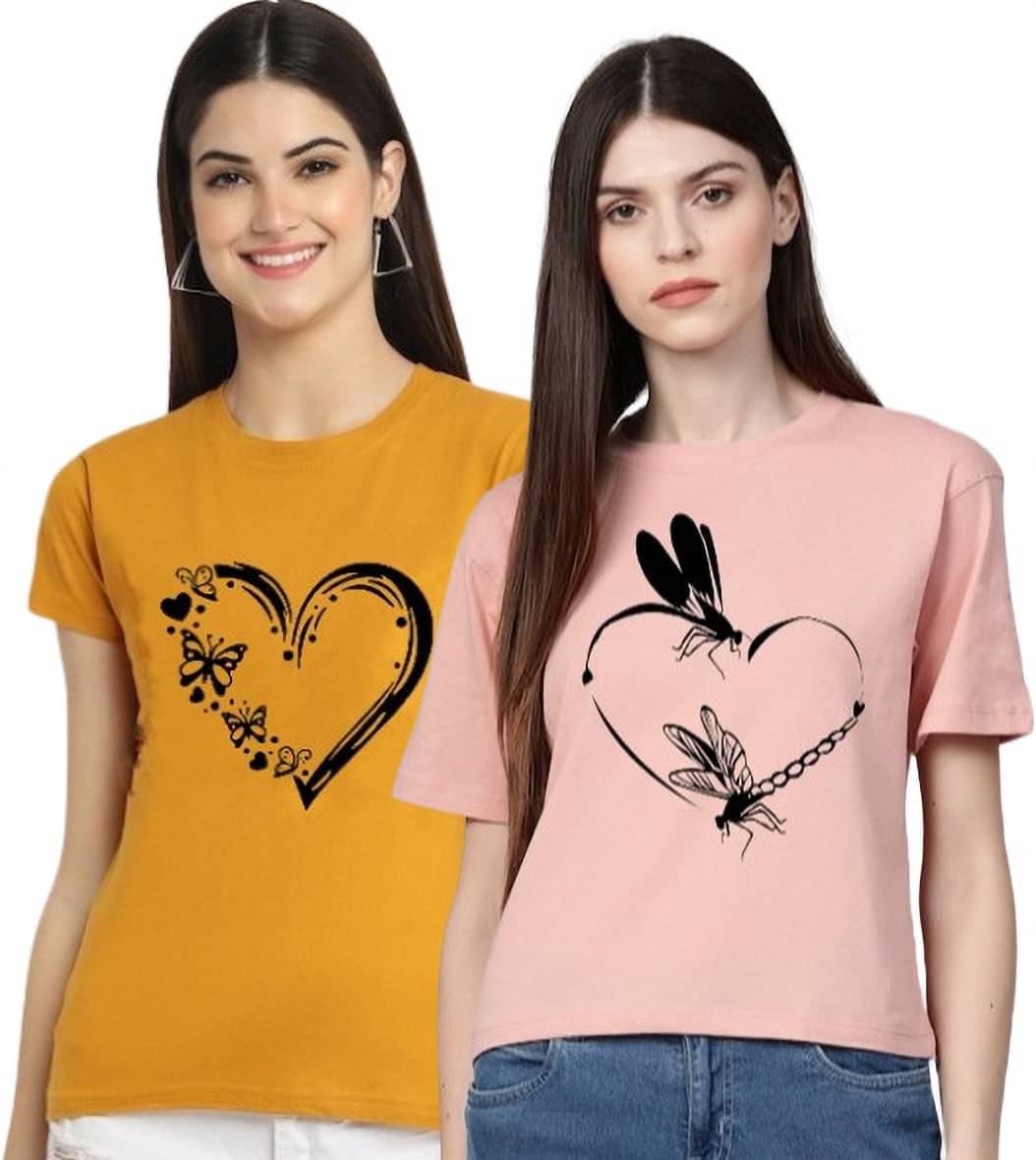 Lecowar Women Polyester Printed Regular Fit Round Neck T-Shirt ( Multicolor 6 )     			Lecowar Women Polyester Printed Regular Fit Round Neck T-Shirt ( Multicolor 6 )